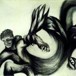 My Own Worst Enemy, Charcoal and Pastel on Watercolor paper, 20" x 30", 2012
